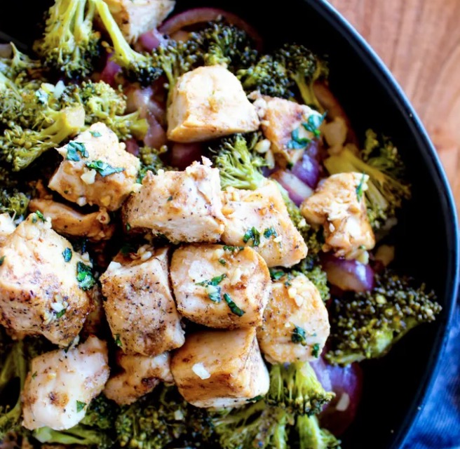 Sheet Pan Balsamic Basil Chicken Cauliflower Rice Bowl