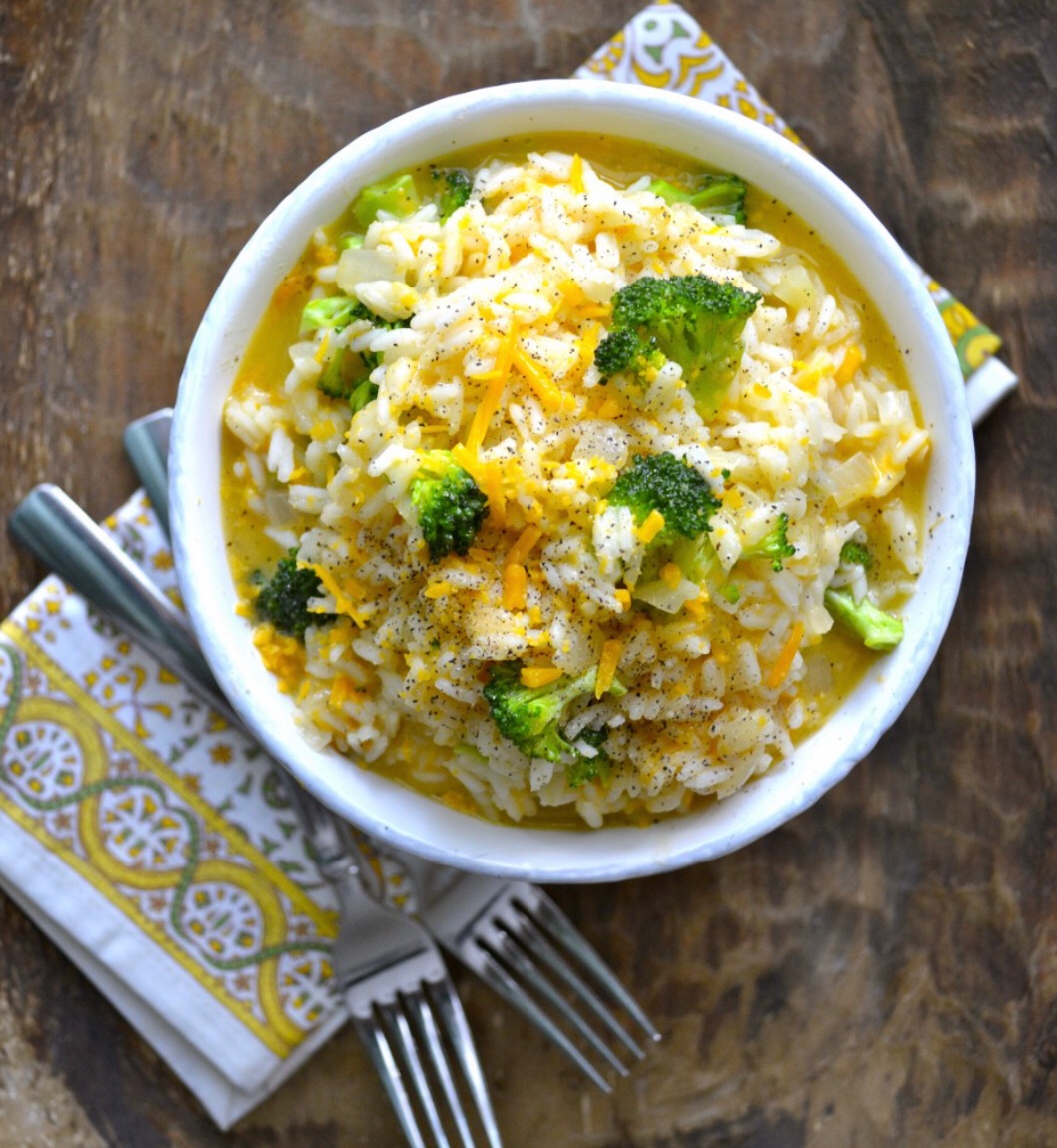 Creamy Broccoli Cheddar Rice