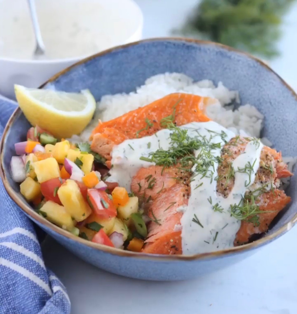 Wild Salmon with Pineapple Salsa and Lemon Dill Tartar Sauce